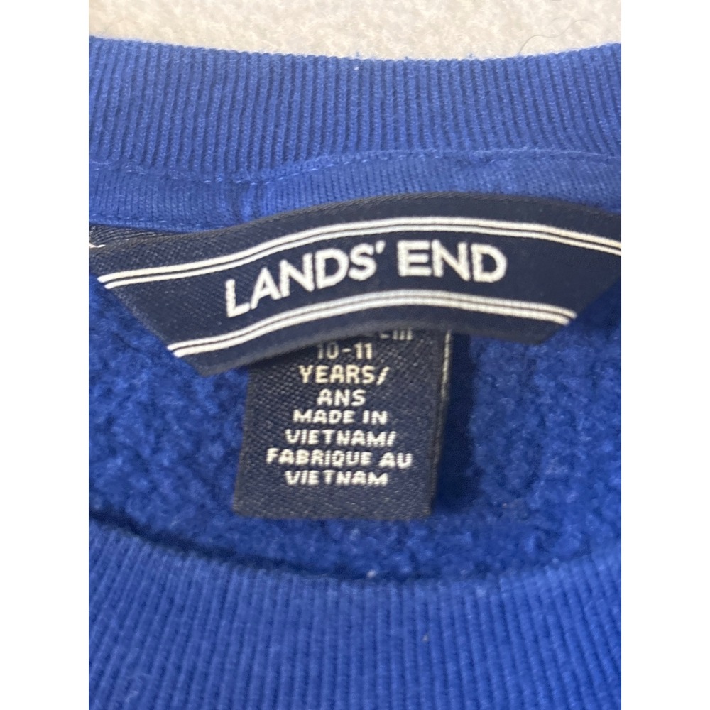Lands' End Sweatshirt Kids Size M 10-12 Blue Fleece Pullover - Picture 3 of 13
